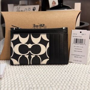 Coach Black and White Key & Card Holder